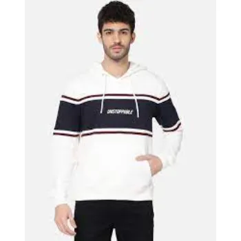 Color block Hooded Sweatshirt with Ribbed Hems